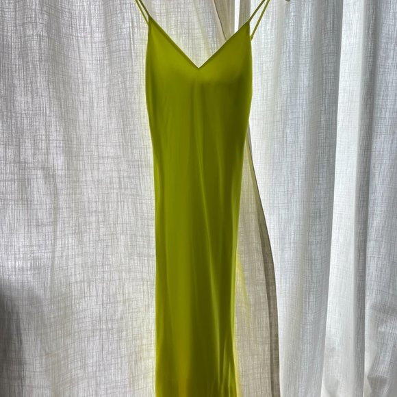 Brand New L'AGENCE Jodie Slip Dress in Chartreuse - Picture 5 of 8